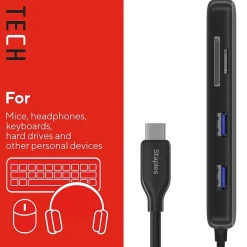 Staples TECH 8-Port Hub, Gray (ST62383)