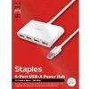 Staples TECH 4-Port USB 2.0 Hub, White (ST62376)