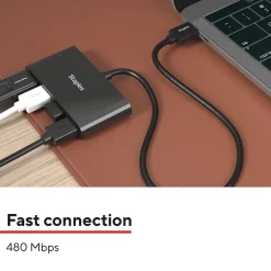 Staples TECH 4-Port USB 2.0 Hub, Black (ST62379)