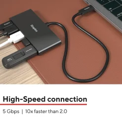 Staples TECH 4-Port USB 3.0 Hub, Black (ST62372)