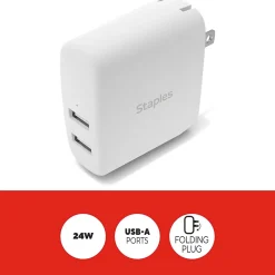 USB-A Wall Charger, 24W, White (ST62318)<Staples TECH Online