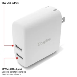 USB-A Wall Charger, 24W, White (ST62318)<Staples TECH Online