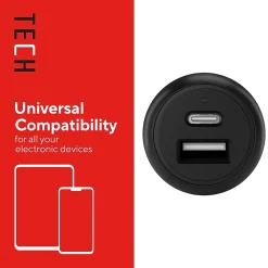 USB-A/USB-C Car Charger, 32W, Black (ST62340)<Staples TECH Hot
