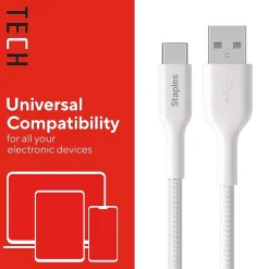 USB-C to USB-A Charging Cable, 3.3 ft., White (ST62337)<Staples TECH