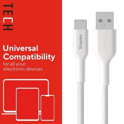 USB-C to USB-A Charging Cable, 9.8 ft., White (ST62339)<Staples TECH Online
