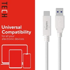 USB-C to USB-A Charging Cable, 3.3 ft., White (ST62316)<Staples TECH Clearance