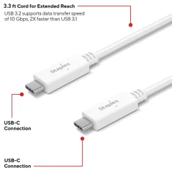 USB-C to USB-C Charging Cable, 3.3 ft., White (ST62317)<Staples TECH Sale