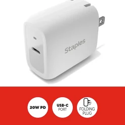 USB-C Wall Charger, 20W, White (NX60446)<Staples TECH Online