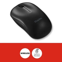Hot Staples TECH Wireless Ambidextrous Optical USB Mouse, Black (ST62601)