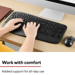 Online Staples TECH Wireless Comfort Keyboard, Black (ST62602)