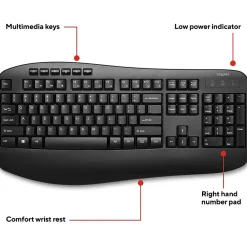 Online Staples TECH Wireless Comfort Keyboard, Black (ST62602)