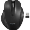 Clearance Staples TECH Wireless Ergonomic Curved Optical USB Mouse, Black (ST62599)