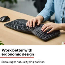 Clearance Staples TECH Wireless Ergonomic Keyboard, Black (ST62603)