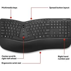 Clearance Staples TECH Wireless Ergonomic Keyboard, Black (ST62603)