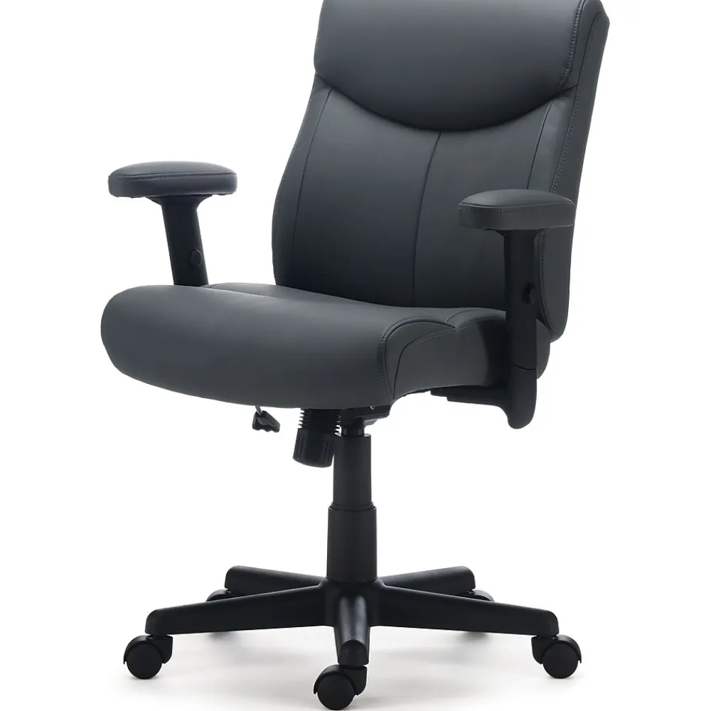 Office Chairs*Staples Traymore Ergonomic Faux Leather Swivel Computer and Desk Chair, (53246) Gray