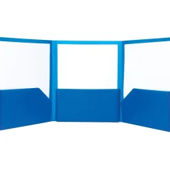 Pocket Folders|Staples Tri-Fold Folders, Dark Blue, 5/Pack (23305)