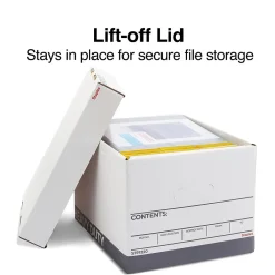 File Storage|Staples Triple Wall Heavy Duty File Box, Lift Off Lid, Letter/Legal, White/Gray, 12/Carton (TR59220)
