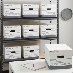 File Storage|Staples Triple Wall Heavy Duty File Box, Lift Off Lid, Letter/Legal, White/Gray, 12/Carton (TR59220)