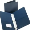 Pocket Folders|Staples ® Twin-Pocket Portfolios with Fasteners, Dark Blue, 10/Pk, 20 Packs/Ct