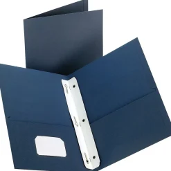 Pocket Folders|Staples ® Twin-Pocket Portfolios with Fasteners, Dark Blue, 10/Pk, 20 Packs/Ct
