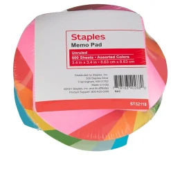 Notepads|Staples ® Twirl Memo Pad, 600 Sheets, Assorted (11504)