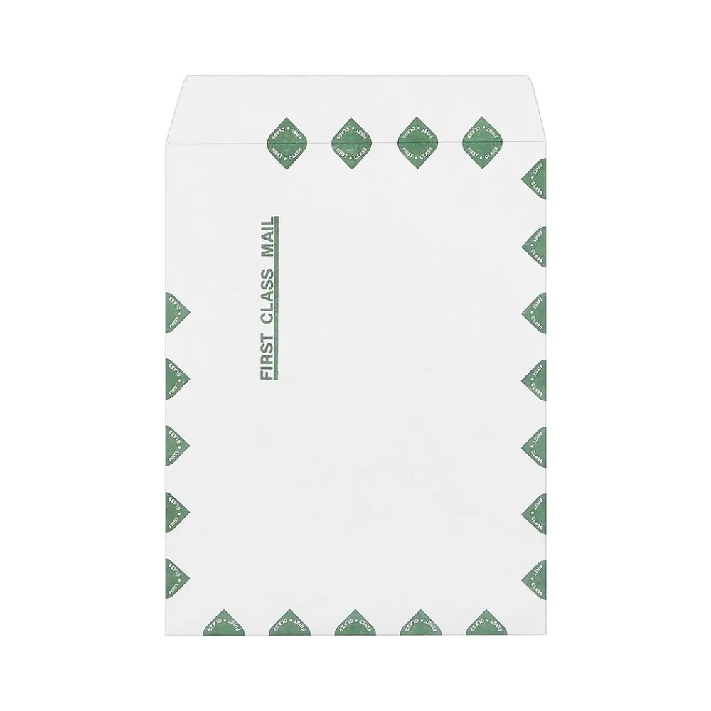 Hot Staples Tyvek EasyClose Catalog Envelopes, 10"L x 13"H, White with Green Diamond Border, 100/Box (SPL17173)
