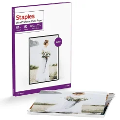 Photo Paper*Staples Ultra Premium Matte Photo Paper, 230 g/m², 8.5"W x 11"L, 50/Pack (19895-CC)