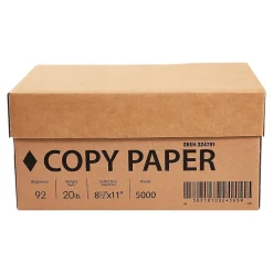 Copy Paper*Staples White Box 8.5" x 11", Copy Paper 20 lbs., 92 Brightness, White, 5000 Sheets/Carton (324791/200230)
