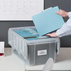 File Storage|Staples Wing Lid File Totes, Letter Size, Clear (140166/139585)