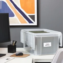 File Storage|Staples Wing Lid File Totes, Letter Size, Clear (140166/139585)