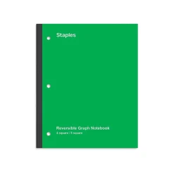 Notebooks|Staples Wireless 1-Subject Notebook, 8.5" x 11", Graph Ruled, 80 Sheets, (ST58384C) Green