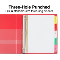Dividers|Staples Write-On Dividers, 5-Tab, Assorted Colors, 4/Pack (13509/23176)