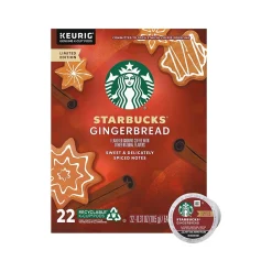 Starbucks Gingerbread Coffee Keurig K-Cup Pods, Light Roast, 22/Box (12449103)