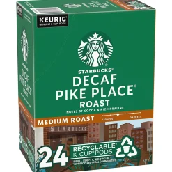Starbucks Pike Place Decaf Coffee Keurig® K-Cup® Pods, Medium Roast, 24/Box (SBK18999)