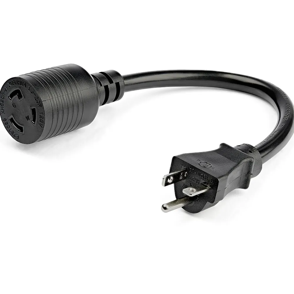 StarTech 1 ft. Power Adapter Cord, 1-Outlet, 12 AWG, Black (PAC520PLR1)