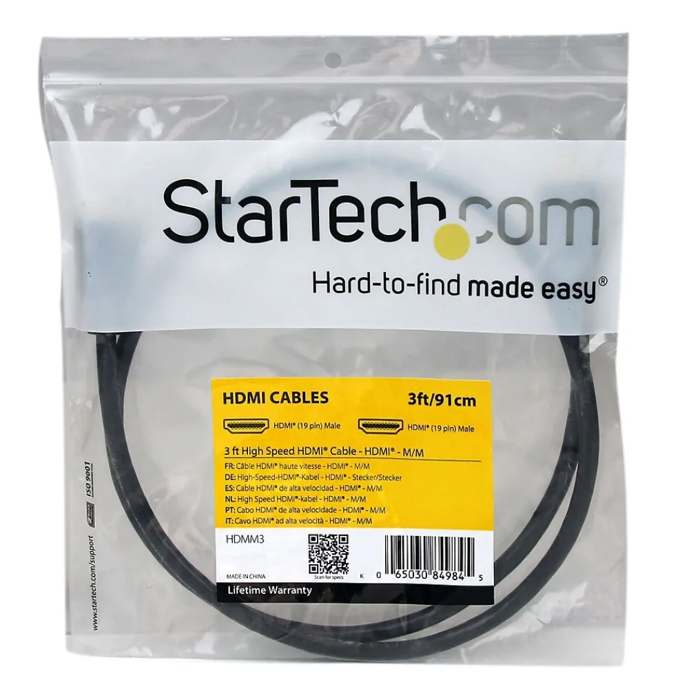 StarTech ® 3' High Speed Ultra HD Male/Male HDMI Cable