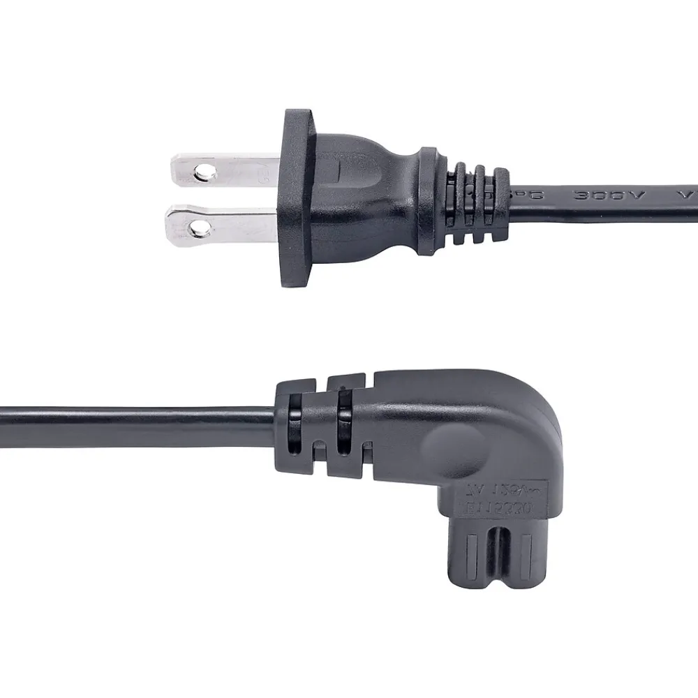 StarTech 3' NEMA 1-15P to Right Angle C7 Power Cable, Black (PXT101NB-STRA-3F)