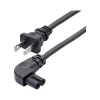 StarTech 10' NEMA 1-15P to Right Angle C7 Laptop Power Cord, Black (PXT101NB-STRA-10F)