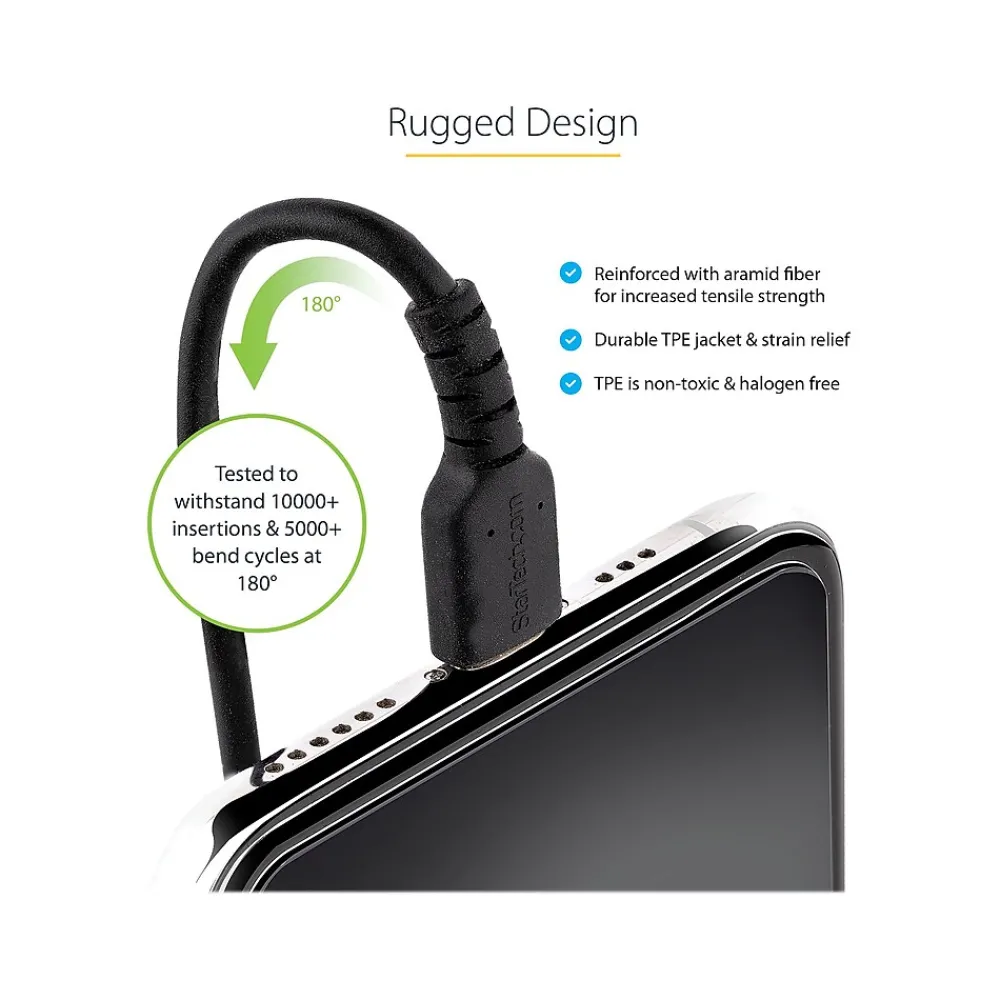 StarTech 20" USB-A to Lightning Cable, Male to Male, Black (RUSB2ALT50CMBC)