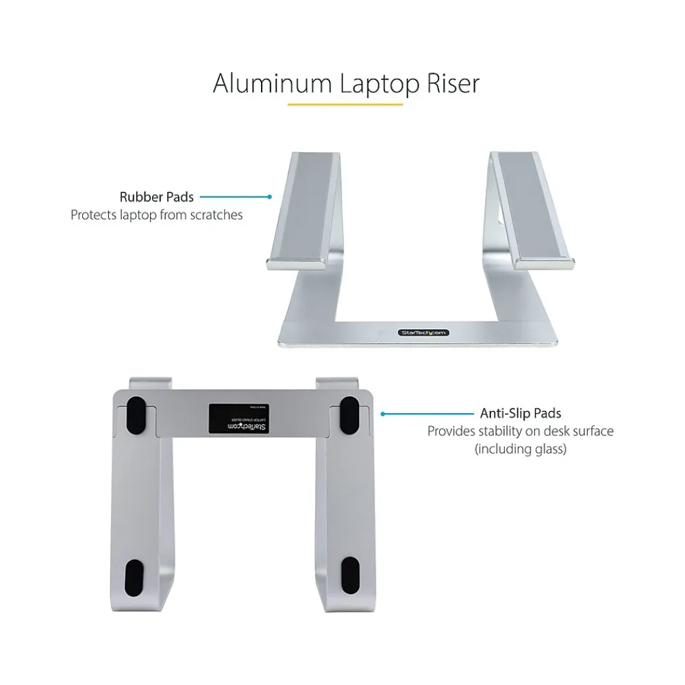10.2" x 10.2" Aluminum Laptop Stand, Silver (LAPTOP-STAND-SILVER)<StarTech Best