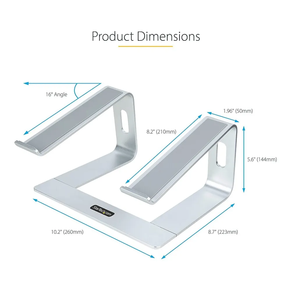 10.2" x 10.2" Aluminum Laptop Stand, Silver (LAPTOP-STAND-SILVER)<StarTech Best