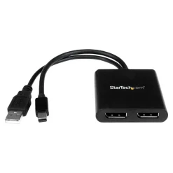 StarTech Mini DisplayPort to 2x DisplayPort Multi Stream Transport Hub, Black