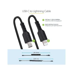 USB-C to Lightning MFi Certified Coiled iPhone Charger Cable, 3 ft., Black (RUSB2CLT1MBC)<StarTech