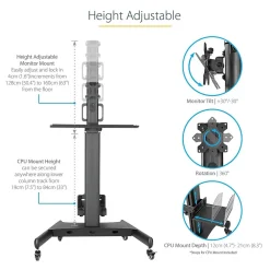 Hot StarTech .com Adjustable Mobile Workstation Cart with Monitor Mount, 50.4