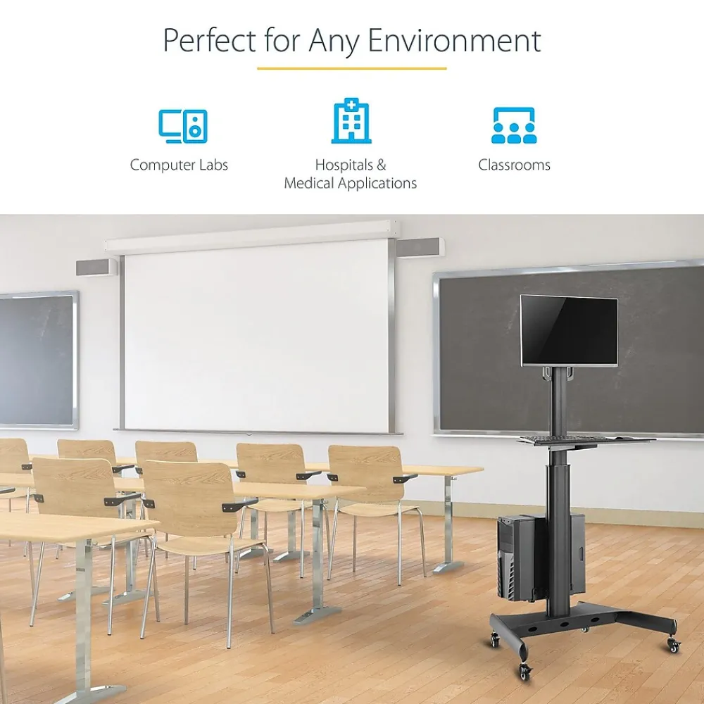 Hot StarTech .com Adjustable Mobile Workstation Cart with Monitor Mount, 50.4" to 63", Black (WKSTNCART)