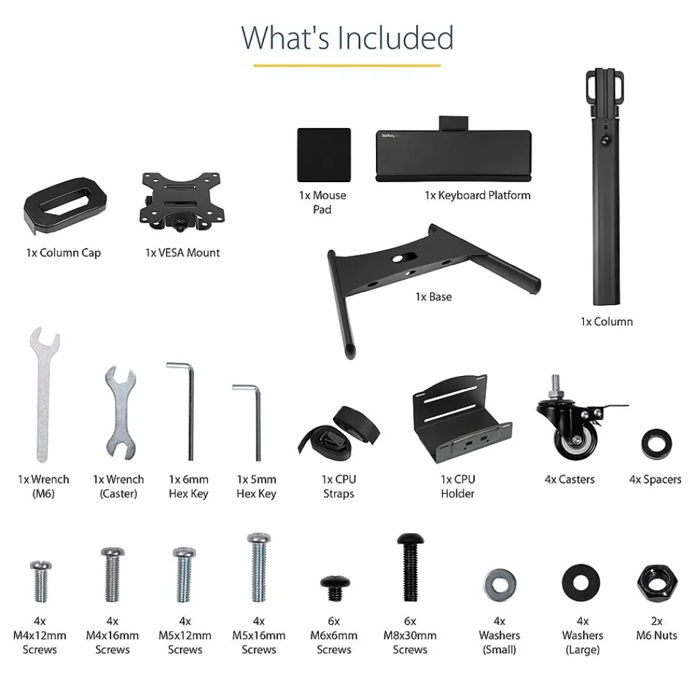 Hot StarTech .com Adjustable Mobile Workstation Cart with Monitor Mount, 50.4" to 63", Black (WKSTNCART)