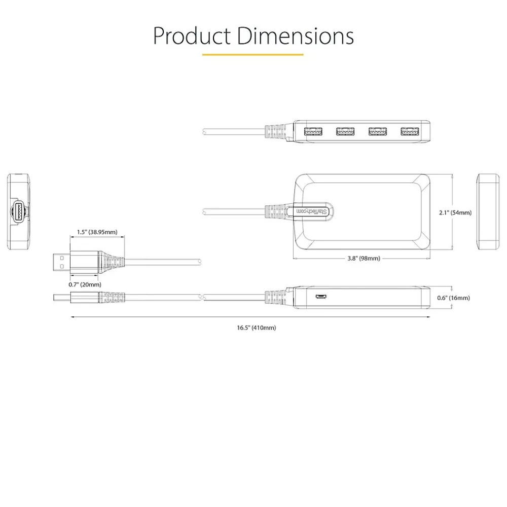 StarTech .com 4-Port USB 3.0 5Gbps Hub, Space Gray (5G4AB-USB-A-HUB)