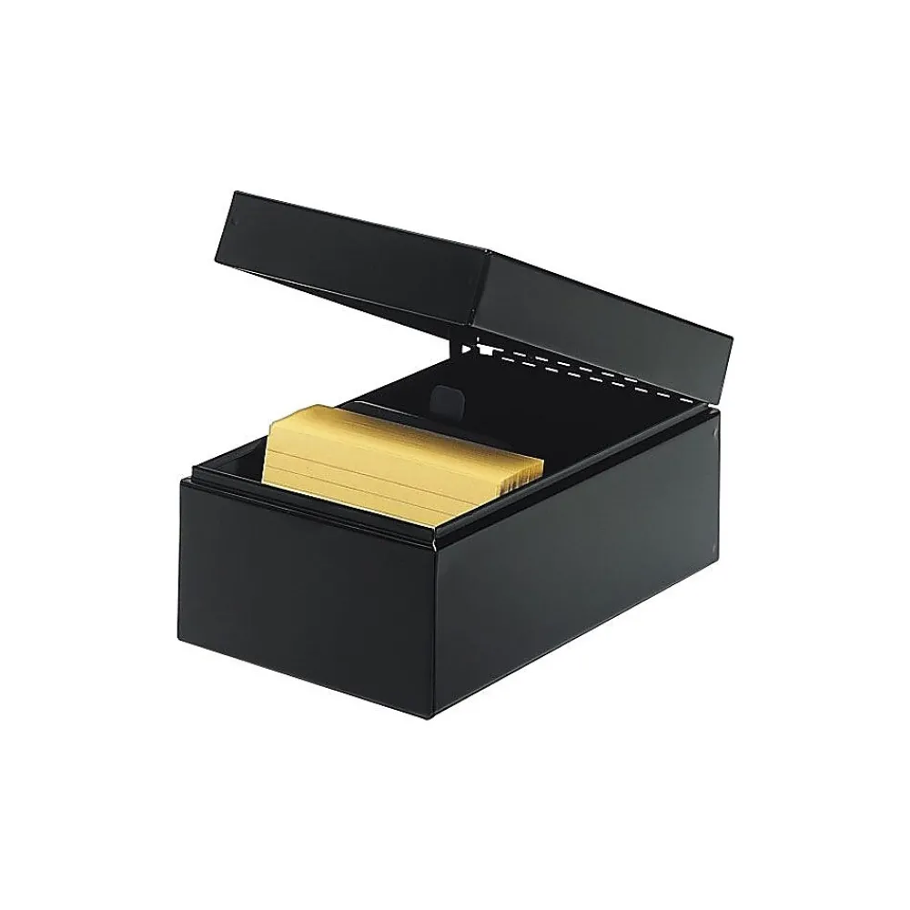 Index Cards*Steelmaster Metal File Box, 900 Card Capacity, Black, 5" x 8"