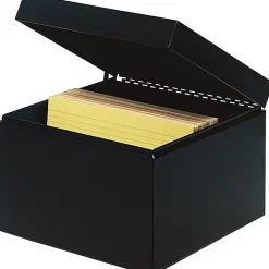 Index Cards*Steelmaster Metal File Box, 900 Card Capacity, Black, 5" x 8"