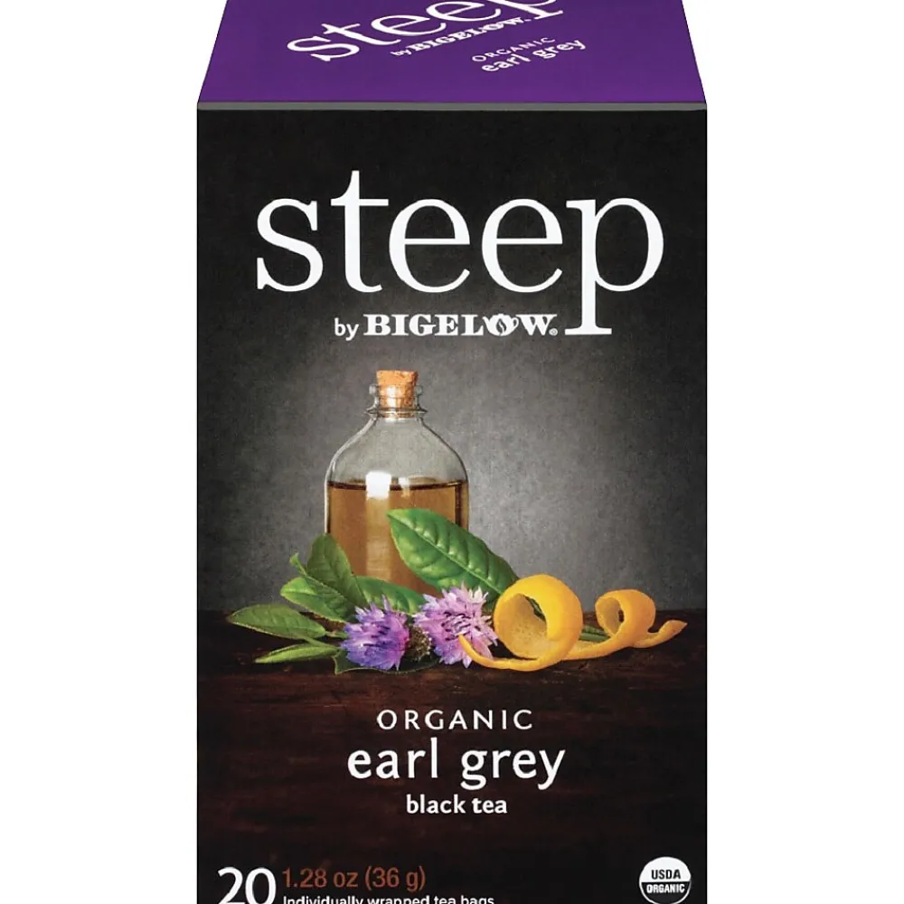 Bigelow Steep by Organic Earl Grey Black Tea, 20 Tea Bags/Box (RCB17700)